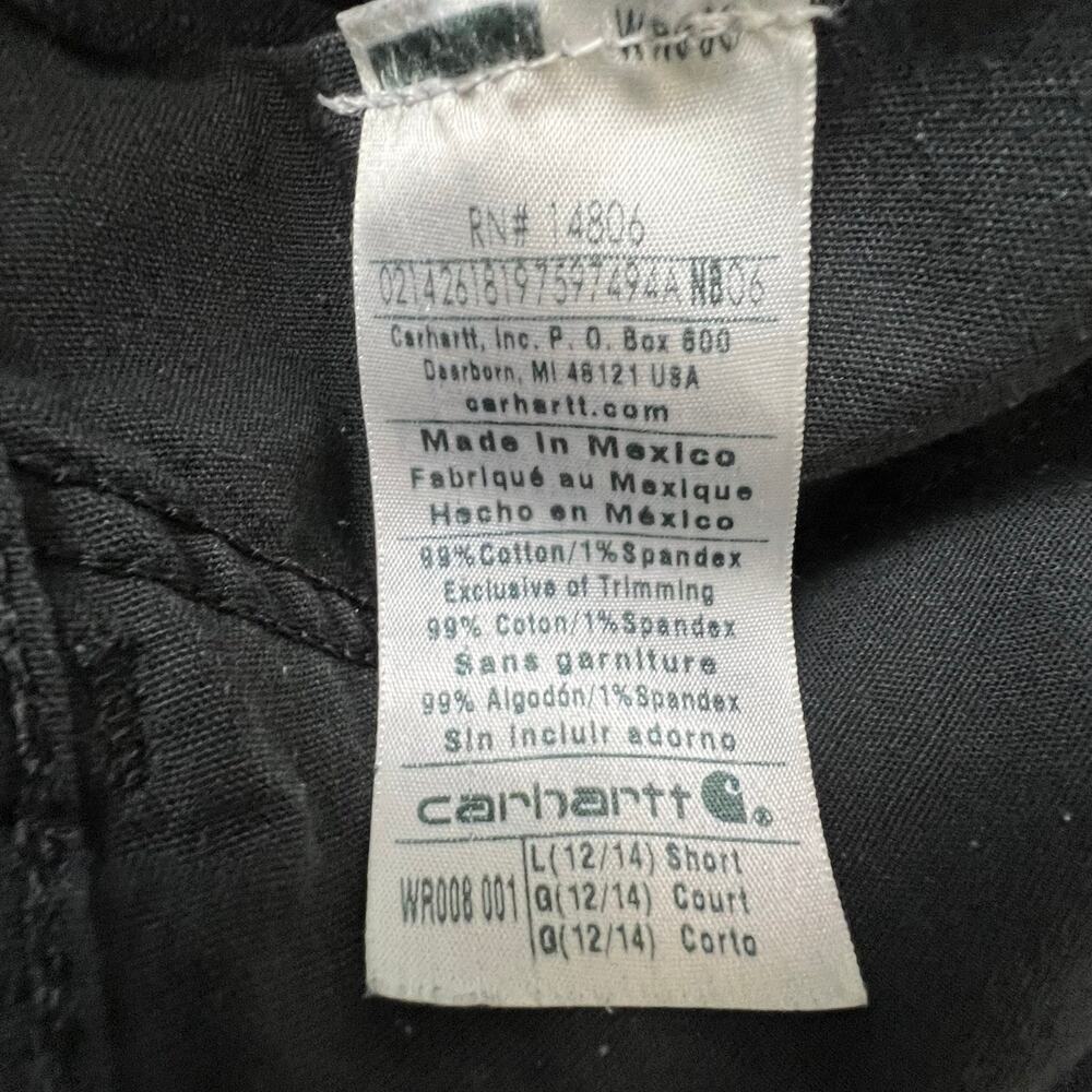 Carhartt Overalls Womens Large 12 14 Short Black Bib Denim Workwear - Picture 3 of 9